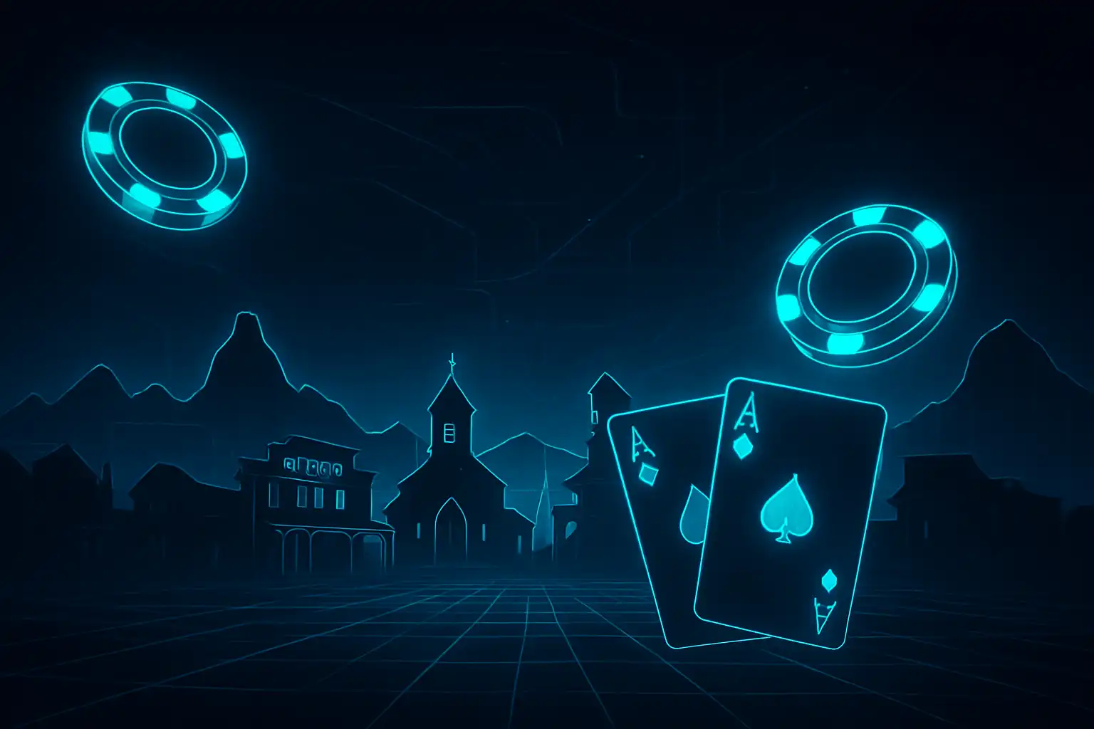 Neon-lit casino skyline background for Westio Casino